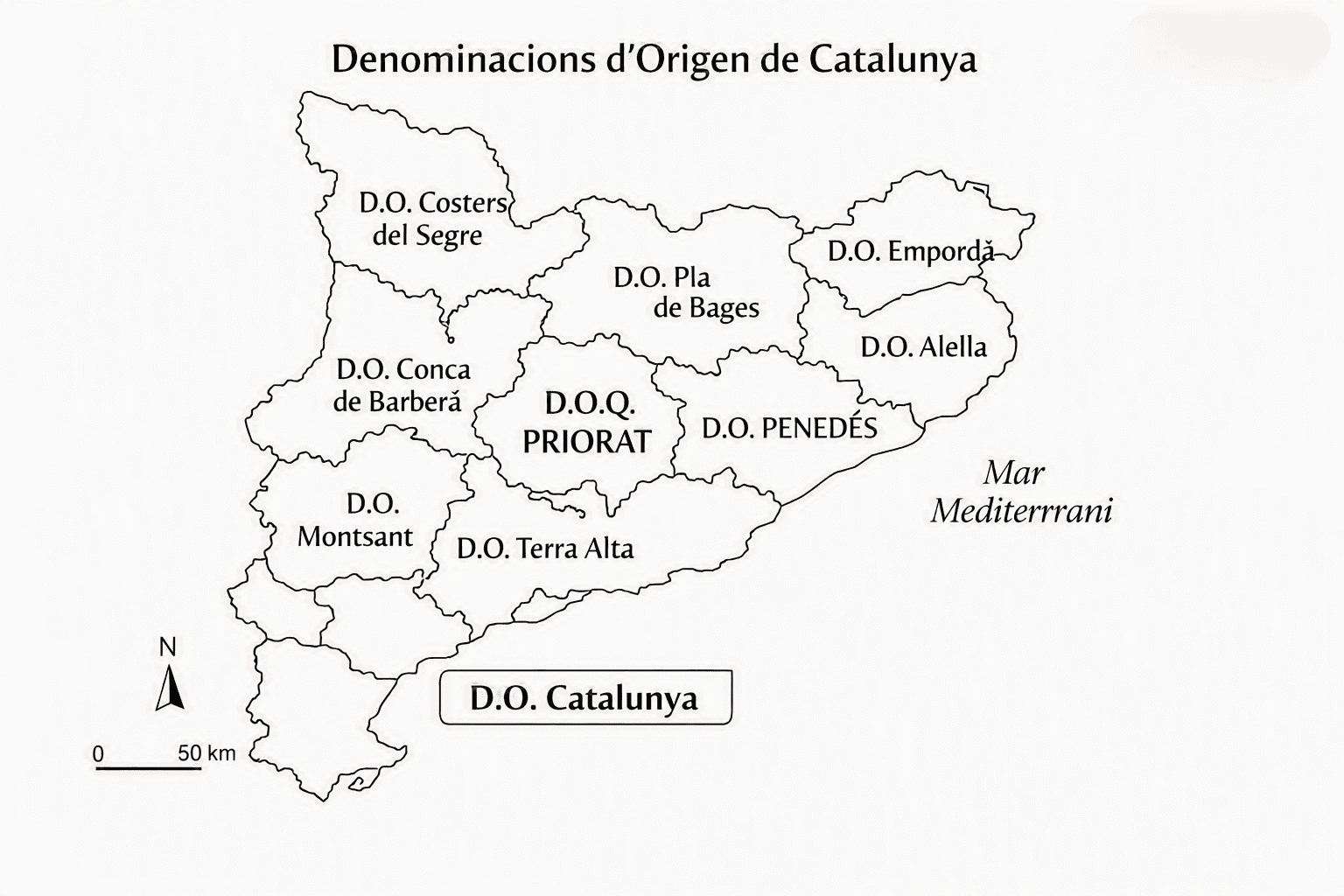 Mapa D.O. Cataluña